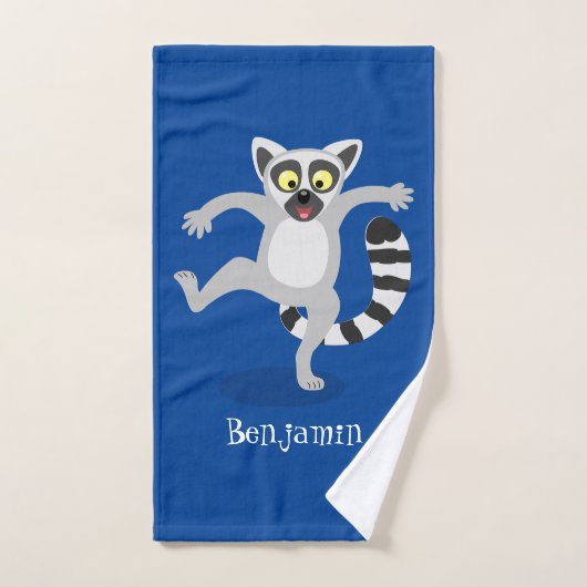 Cute ring tail lemur dansend cartoon illustratie bad handdoek (Handdoek)