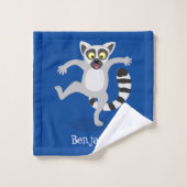Cute ring tail lemur dansend cartoon illustratie bad handdoek (Wasdoekje)