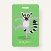Cute ring tail lemur dansend cartoon illustratie badge (Achterkant)