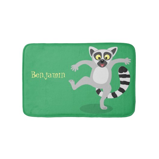 Cute ring tail lemur dansend cartoon illustratie badmat (Voorkant)