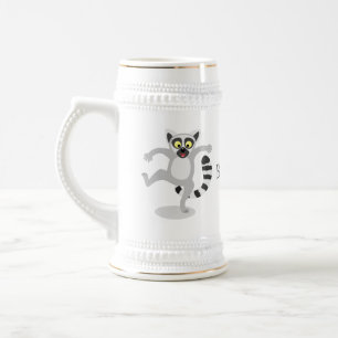 Cute ring tail lemur dansend cartoon illustratie bierpul