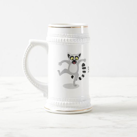 Cute ring tail lemur dansend cartoon illustratie bierpul (Links)