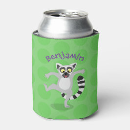 Cute ring tail lemur dansend cartoon illustratie blikjeskoeler