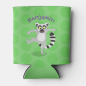 Cute ring tail lemur dansend cartoon illustratie blikjeskoeler (Voorkant)