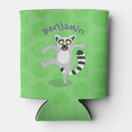 Cute ring tail lemur dansend cartoon illustratie blikjeskoeler