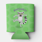 Cute ring tail lemur dansend cartoon illustratie blikjeskoeler (Achterkant)
