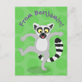 Cute ring tail lemur dansend cartoon illustratie briefkaart