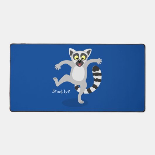 Cute ring tail lemur dansend cartoon illustratie bureaumat (Voorkant)