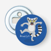 Cute ring tail lemur dansend cartoon illustratie button flesopener (Voorkant)