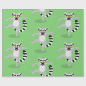 Cute ring tail lemur dansend cartoon illustratie cadeaupapier (Vlak)
