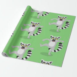 Cute ring tail lemur dansend cartoon illustratie cadeaupapier