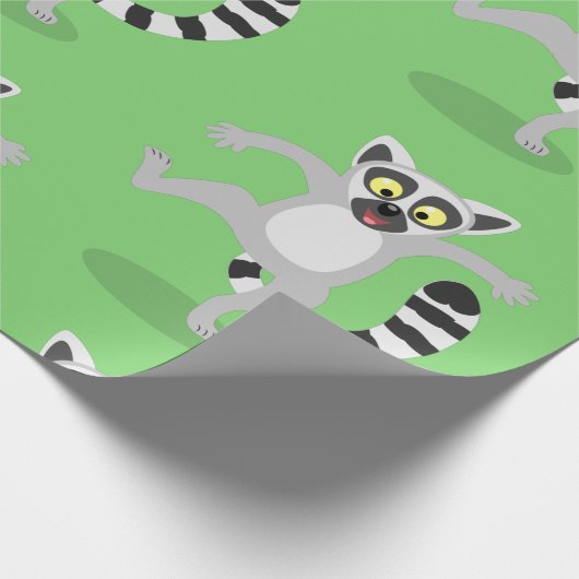 Cute ring tail lemur dansend cartoon illustratie cadeaupapier (Hoek)