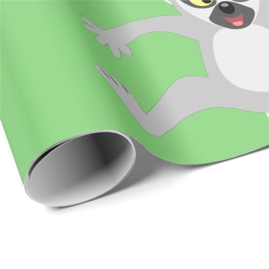 Cute ring tail lemur dansend cartoon illustratie cadeaupapier (Rol Hoek)