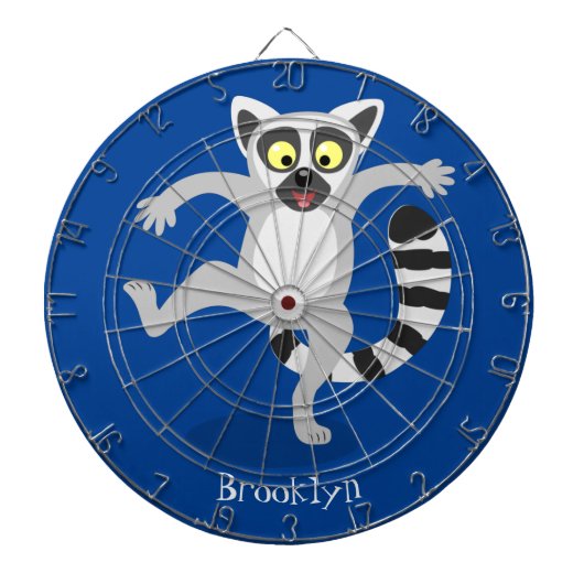 Cute ring tail lemur dansend cartoon illustratie dartbord (Voorkant)