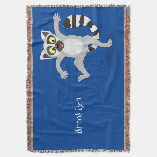 Cute ring tail lemur dansend cartoon illustratie deken (Voorkant Verticaal)