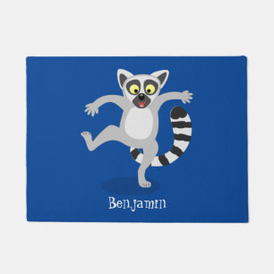 Cute ring tail lemur dansend cartoon illustratie deurmat