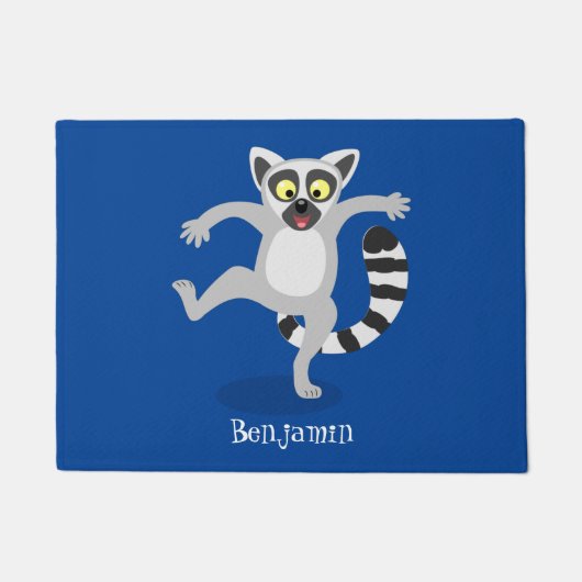 Cute ring tail lemur dansend cartoon illustratie deurmat (Voorkant)