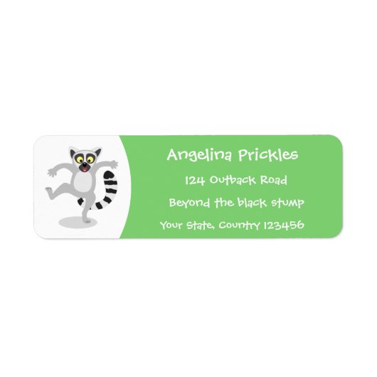 Cute ring tail lemur dansend cartoon illustratie etiket (Voorkant)