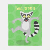 Cute ring tail lemur dansend cartoon illustratie fleece deken (Voorkant)