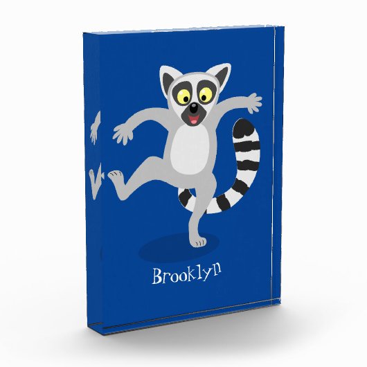 Cute ring tail lemur dansend cartoon illustratie fotoblokken (Links)