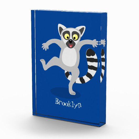 Cute ring tail lemur dansend cartoon illustratie fotoblokken (Rechts)