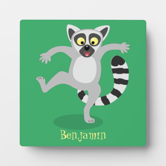 Cute ring tail lemur dansend cartoon illustratie fotoplaat (Voorkant)