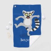 Cute ring tail lemur dansend cartoon illustratie golfhanddoek (Insitu)