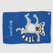 Cute ring tail lemur dansend cartoon illustratie golfhanddoek (Horizontaal)