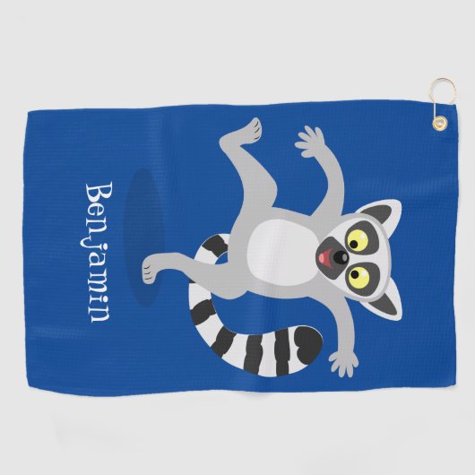 Cute ring tail lemur dansend cartoon illustratie golfhanddoek (Horizontaal)