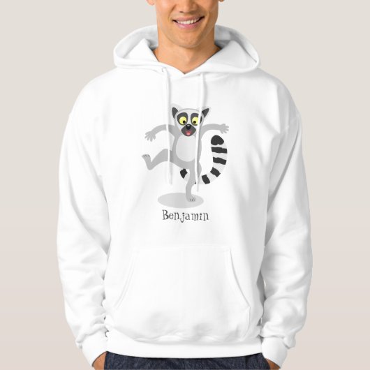 Cute ring tail lemur dansend cartoon illustratie hoodie (Voorkant)