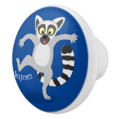 Cute ring tail lemur dansend cartoon illustratie keramische knop (Rechts)