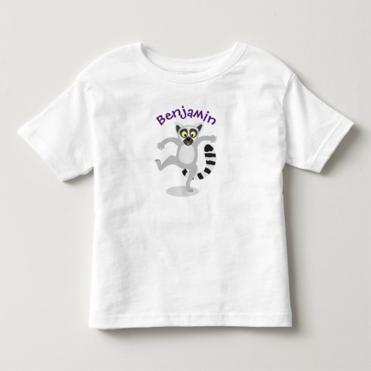 Cute ring tail lemur dansend cartoon illustratie kinder shirts (Voorkant)