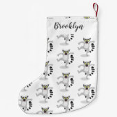 Cute ring tail lemur dansend cartoon illustratie kleine kerstsok (Achterkant)