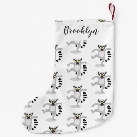 Cute ring tail lemur dansend cartoon illustratie kleine kerstsok (Achterkant)