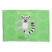 Cute ring tail lemur dansend cartoon illustratie kussensloop (Voorkant)