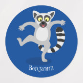 Cute ring tail lemur dansend cartoon illustratie labels (Design 2)