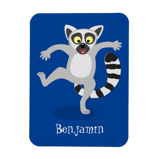 Cute ring tail lemur dansend cartoon illustratie magneet (Verticaal)