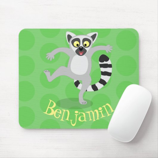 Cute ring tail lemur dansend cartoon illustratie muismat (Met muis)