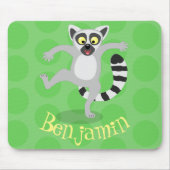 Cute ring tail lemur dansend cartoon illustratie muismat (Voorkant)