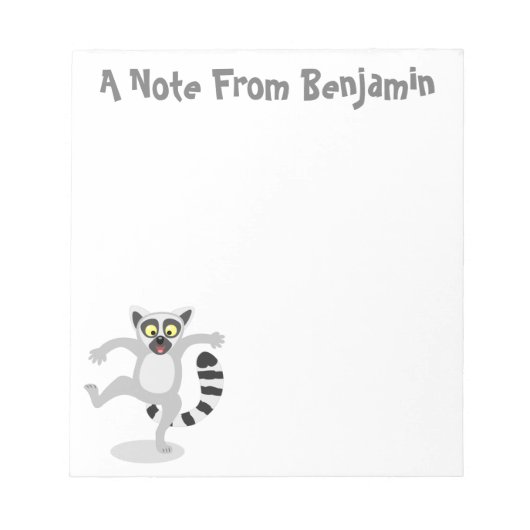Cute ring tail lemur dansend cartoon illustratie notitieblok (Voorkant)