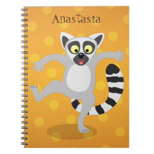 Cute ring tail lemur dansend cartoon illustratie notitieboek