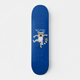 Cute ring tail lemur dansend cartoon illustratie persoonlijk skateboard
