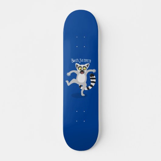 Cute ring tail lemur dansend cartoon illustratie persoonlijk skateboard (Voorkant)
