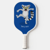 Cute ring tail lemur dansend cartoon illustratie pickleball paddle (Achterkant)