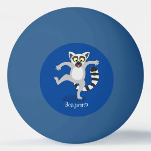 Cute ring tail lemur dansend cartoon illustratie pingpongbal