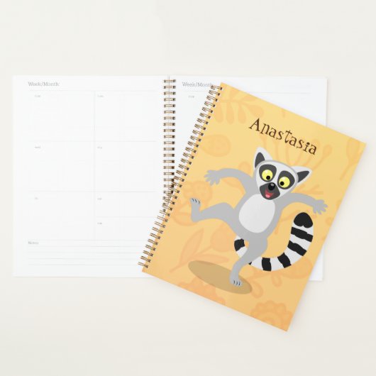 Cute ring tail lemur dansend cartoon illustratie planner (Display)