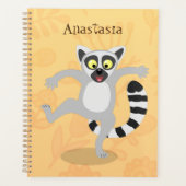 Cute ring tail lemur dansend cartoon illustratie planner (Voorkant)