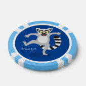 Cute ring tail lemur dansend cartoon illustratie poker chips (Enkel)