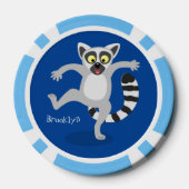 Cute ring tail lemur dansend cartoon illustratie poker chips (Achterkant)