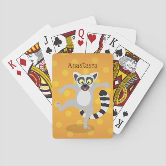 Cute ring tail lemur dansend cartoon illustratie pokerkaarten (Achterkant)